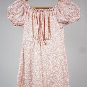Moonpink Girls 7 Short Sleeve Pink/Dusty Rose Flower Spring Summer Dress